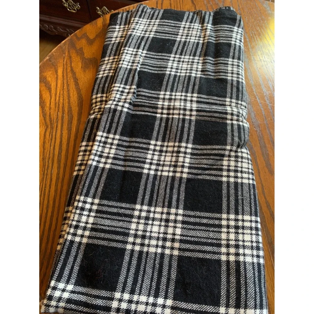 Black and White Plaid Wool  Rectangular Fabric Cut Piece 92x54
